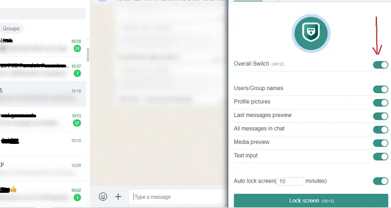 Privacy Extension for Whatsapp Web